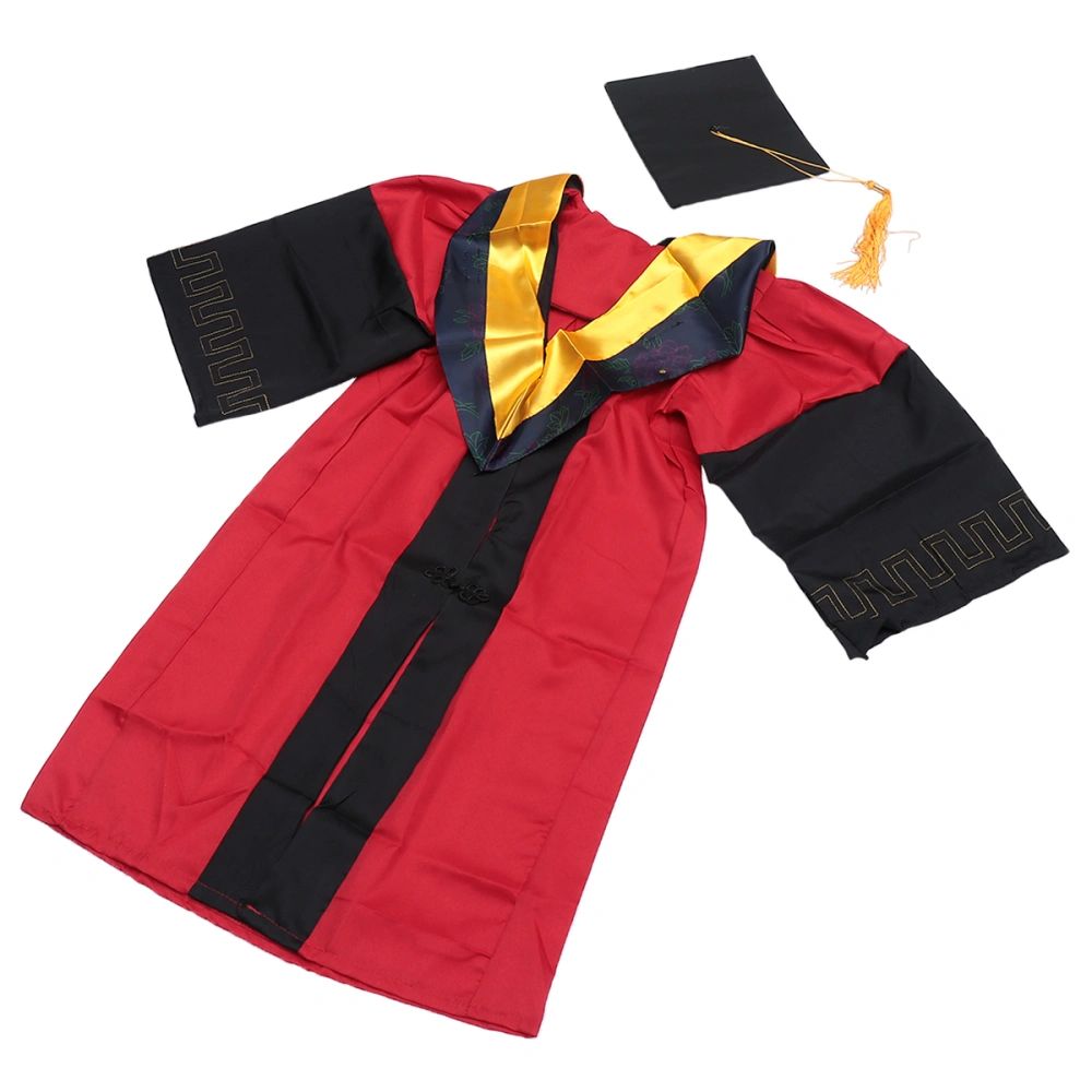 1Pc 2020 Graduation Season Baccalaureate Gown Academic Dress Doctoral Graduation Gown Cloak for Graduation Ceremony (Engineering Graduation Gown Yellow Red)