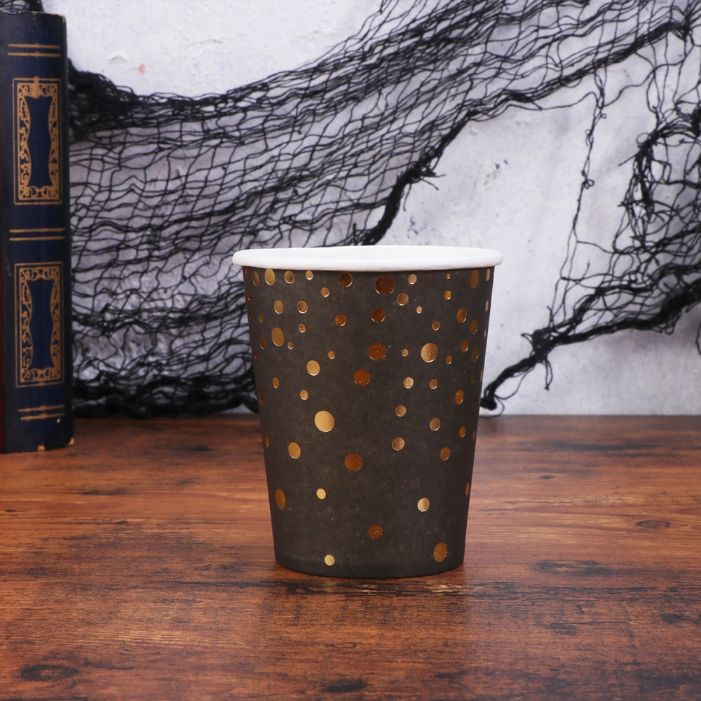 10PCS Black and Golden Color Black Hot Stamping Dot Pattern Party Supplies Paper Cup