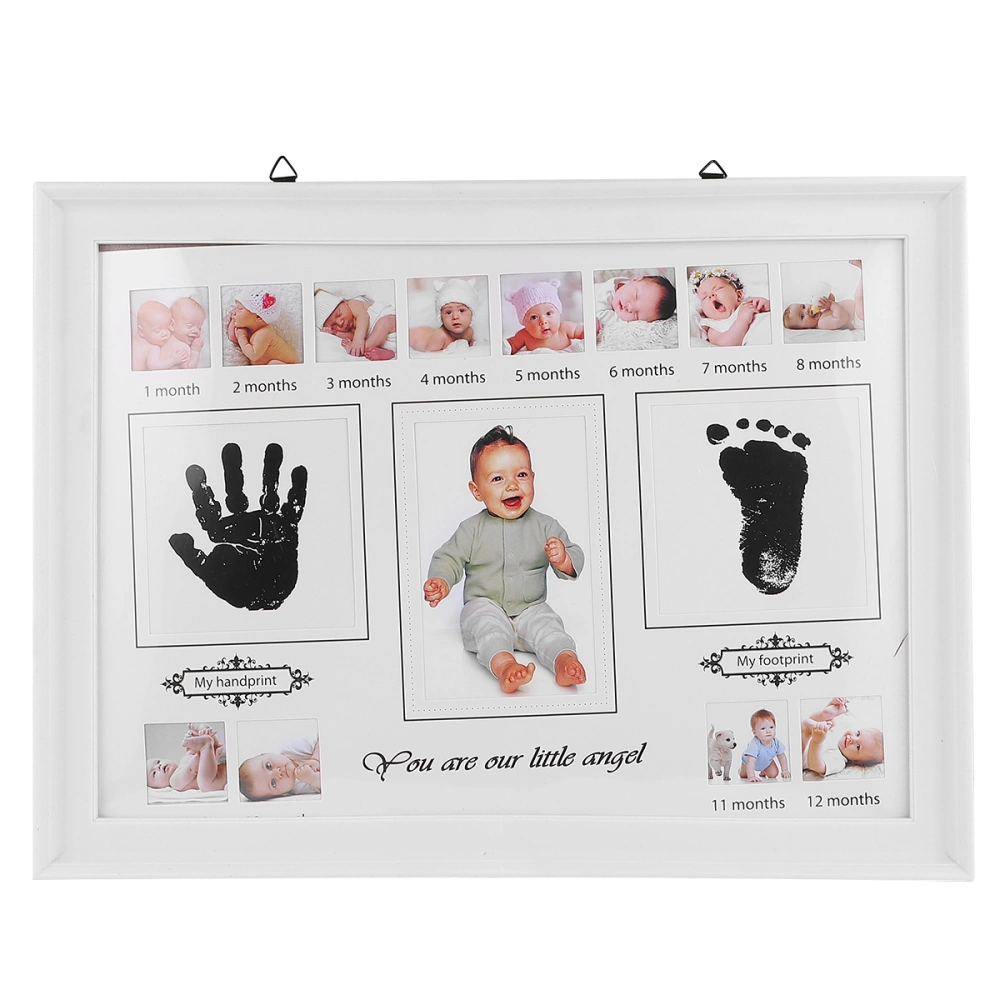 Baby Photo Frame Baby Picture Frame Growth Record Photo Frame Infant Birthday Display Rack (White)