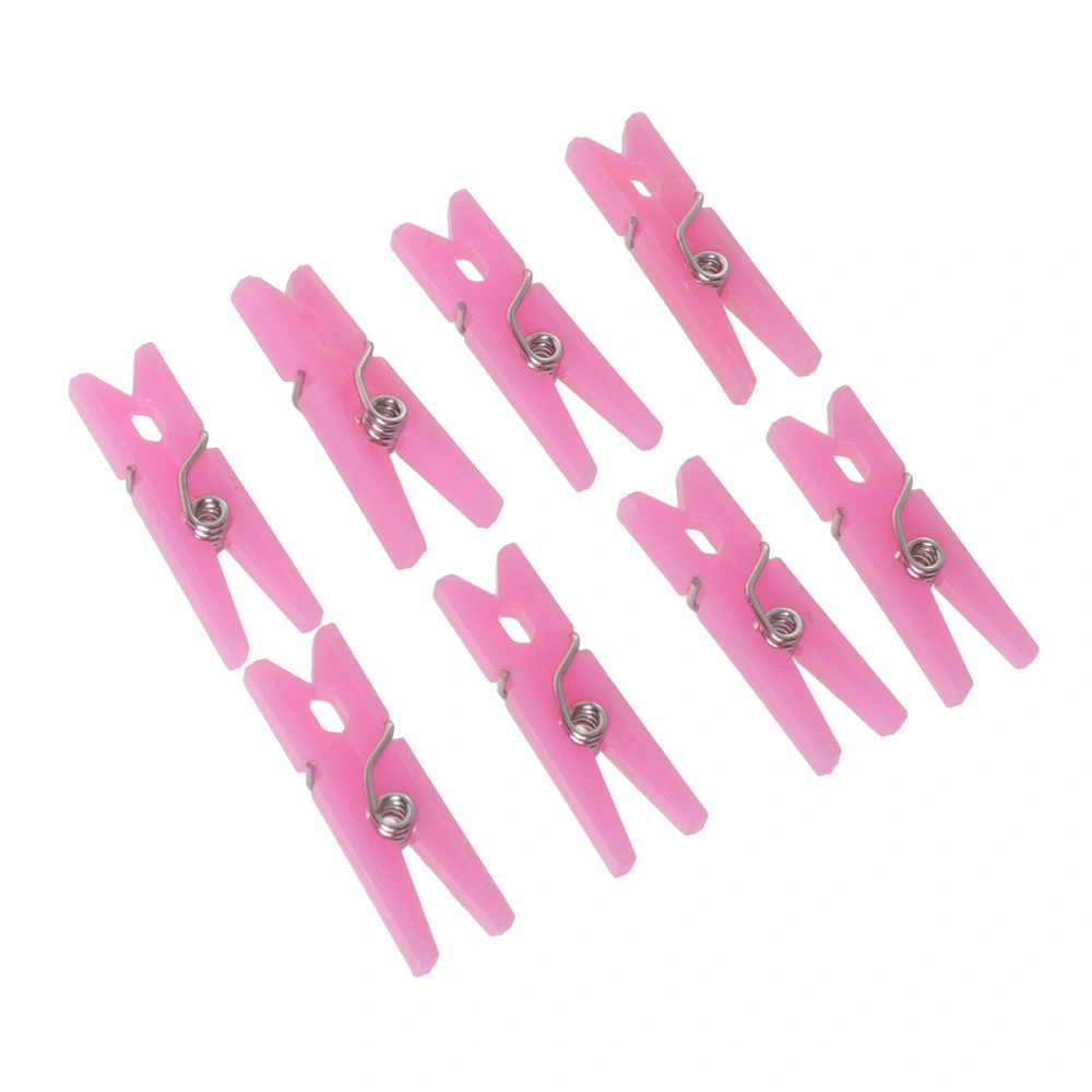 100Pcs Mini Plastic Craft Clips Art 2.5cm Hanging Photo Clips Clothes (Pink)