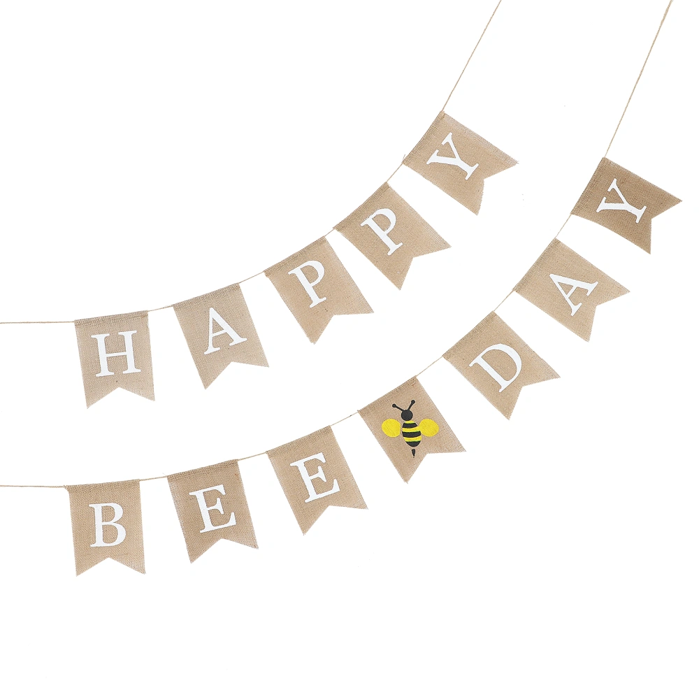 2pcs Little Bee Party Flower Paper Flag DAY Banner Birthday Party