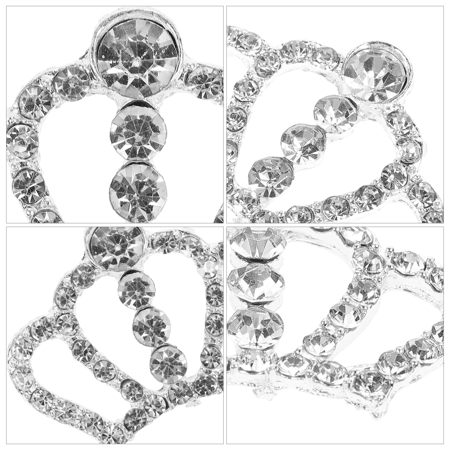 10pcs Crown Shape Rhinestone Embellishments for Crafts Cellphone Decoration (Silver)