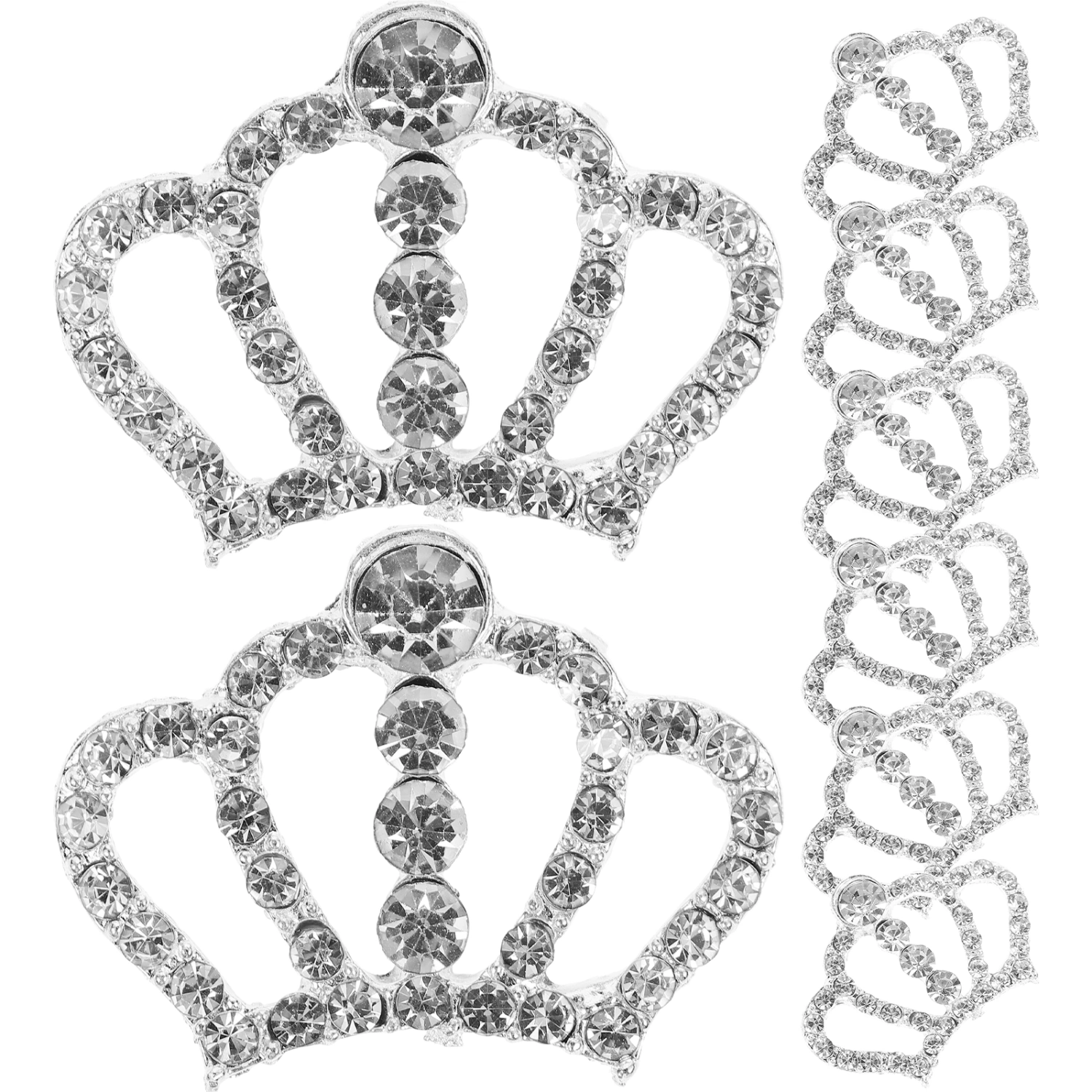 10pcs Crown Shape Rhinestone Embellishments for Crafts Cellphone Decoration (Silver)