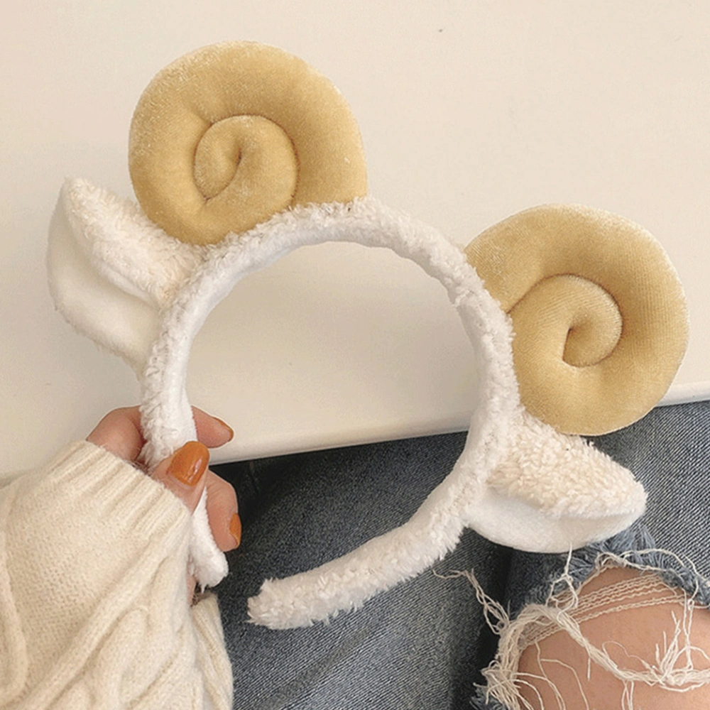 2pcs Adorable Sheep Horn Lamb Ear Softer Women Headband Makeup Head Band