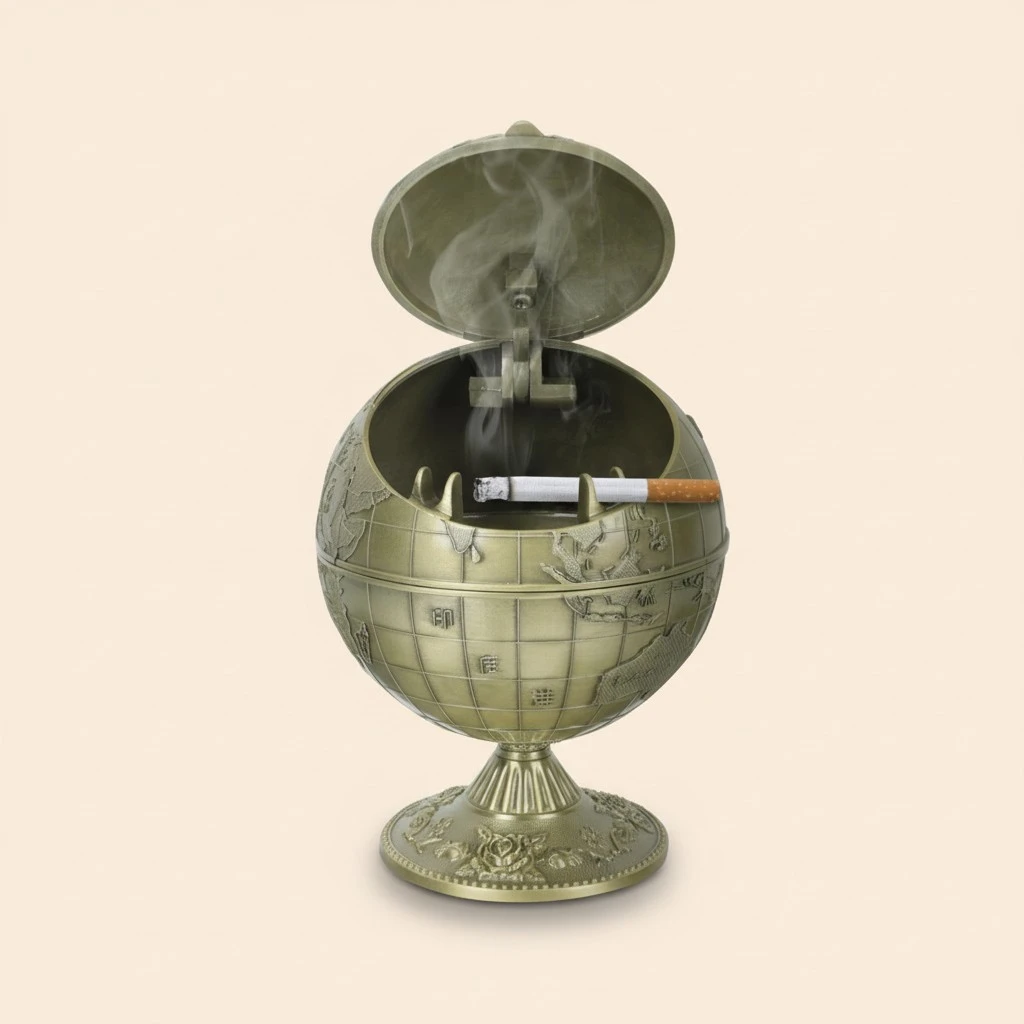 Antique Style Ashtray Decorative Globe Ashtray Desktop Ashtray Adornment