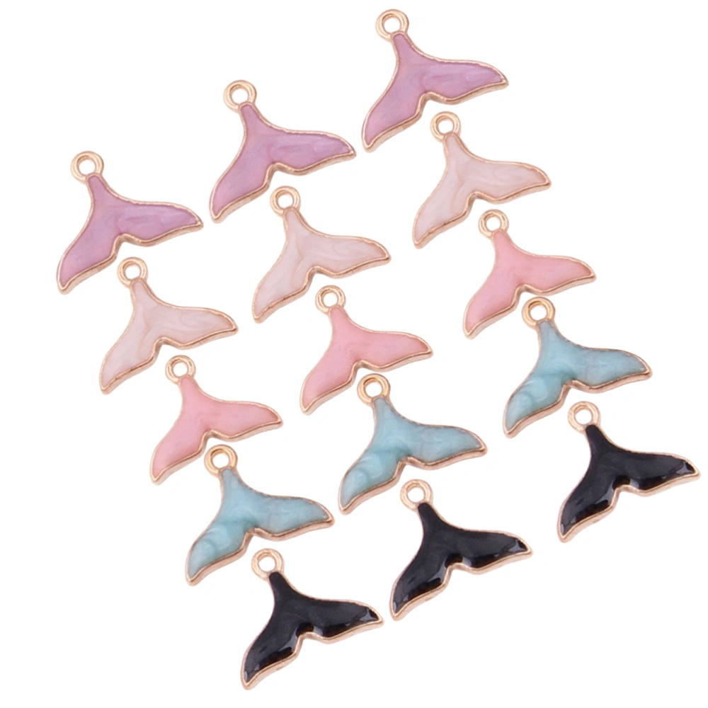 15pcs Whale Tail Pendants Charms DIY Dripping Oil Jewelry Making Accessory for Crafts Necklace Bracelet (Pink + Blue + White + Purple + Black)