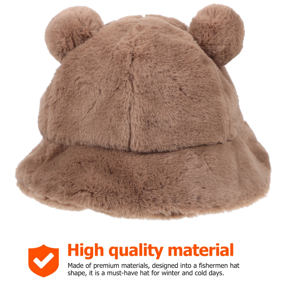 Fashionable Women Girls Little Bear Ear Plush Hat Winter Hat for Outdoor