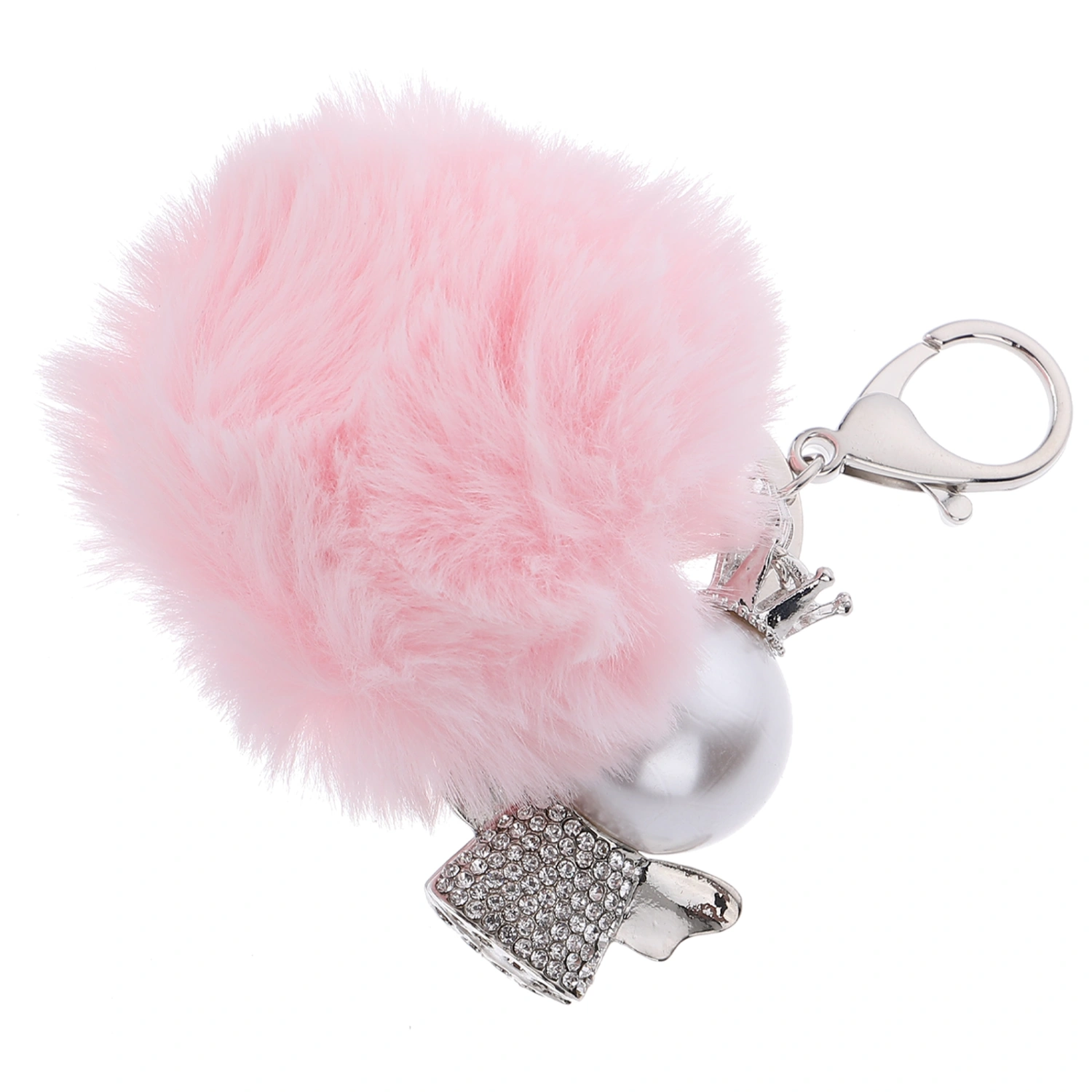 Creative Angel Plush Ball Key Chain Fashionable Metal Plush Ball Decor Bag Decor
