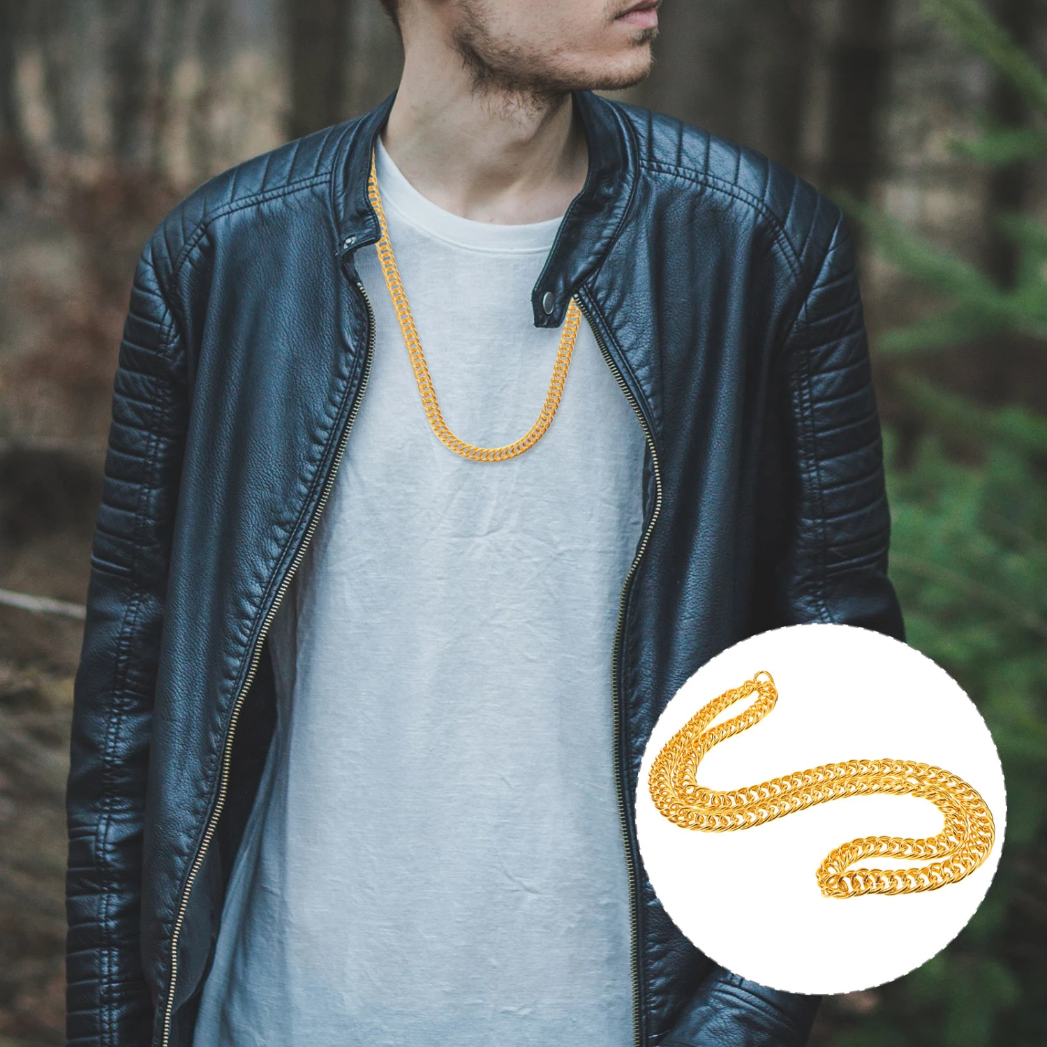 95cm Stylish Hip-hop Necklace 1.5cm Wide Gothic Hip Hop Chunky Chain for Men Women Jewelry Decoration
