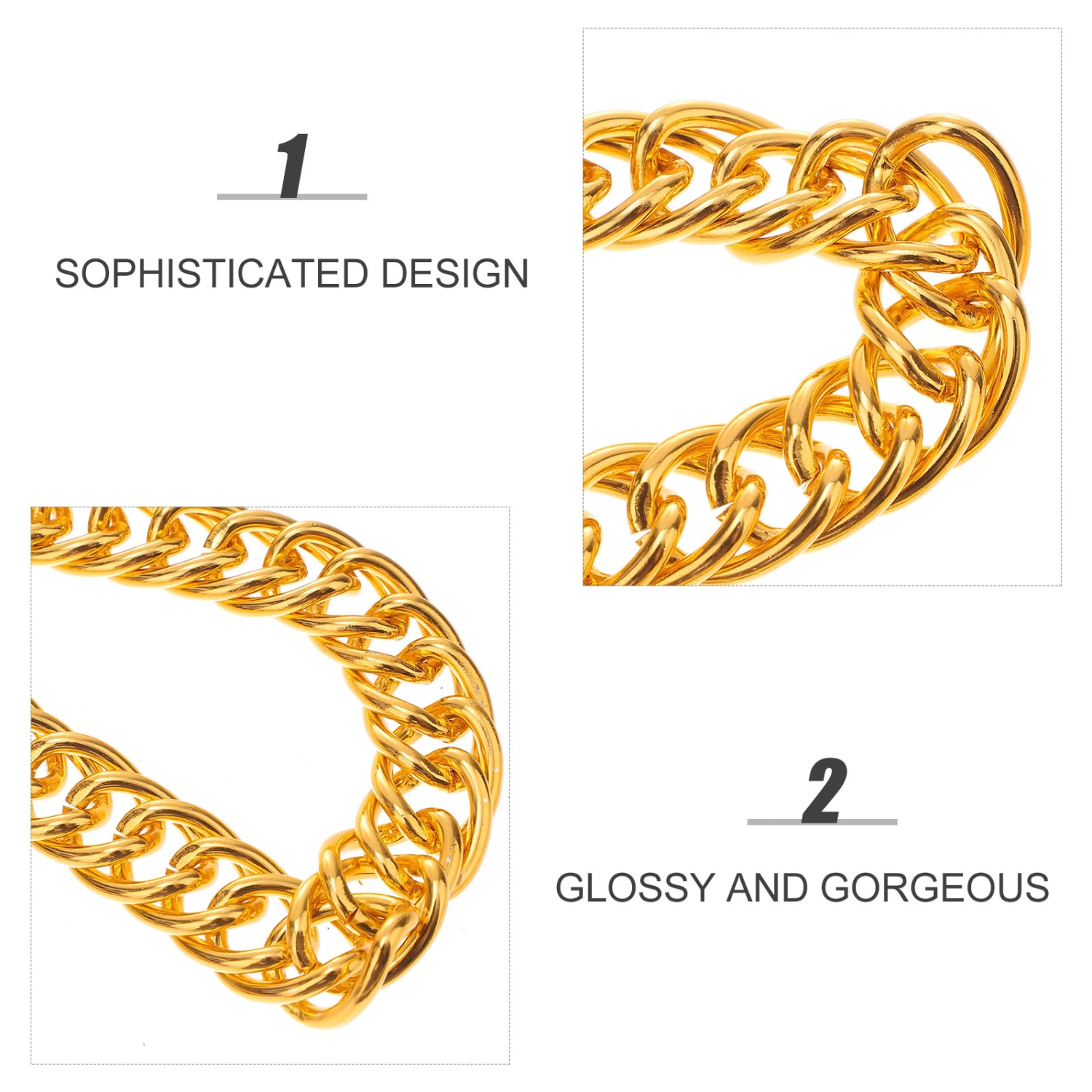 95cm Stylish Hip-hop Necklace 1.5cm Wide Gothic Hip Hop Chunky Chain for Men Women Jewelry Decoration