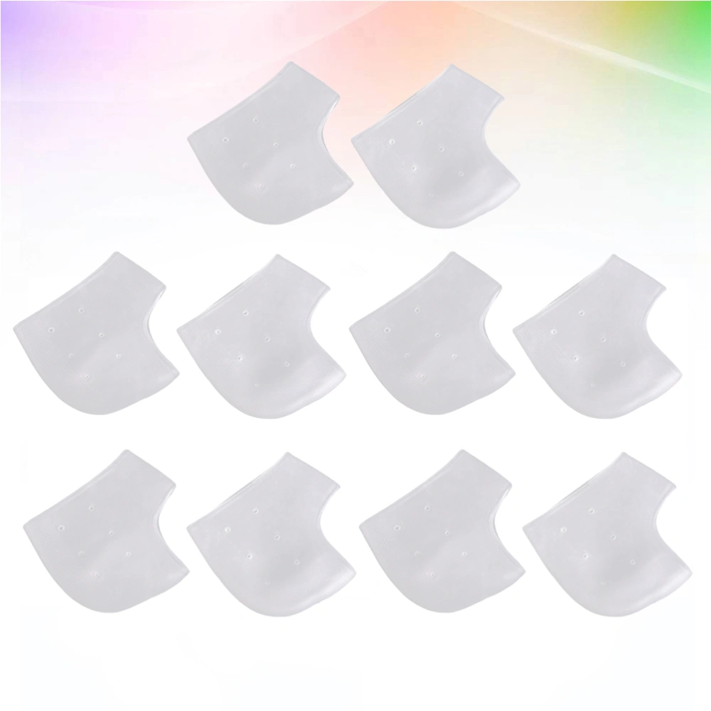 5 Pairs Gel Heel Sleeves Breathable Silicone Heel Socks Protectors Heel Cups for Cracked Heel Treatment Achilles Tendonitis (White)