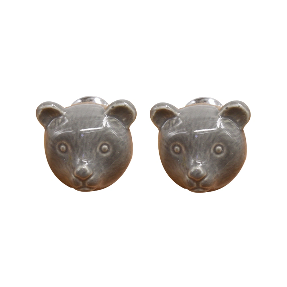 2Pcs Cartoon Ceramic Knobs Handle Animal Shaped Design Drawer Knobs Door Handle Knob for Cabinet Furniture(Gery)