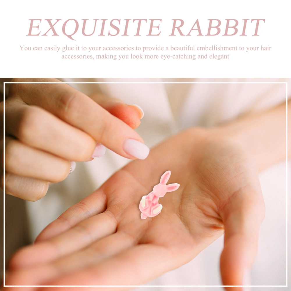 20pcs Pink Rabbit Resin Flatback Charms Diy Bracelet Jewelry Craft Making Bunny  Pendants