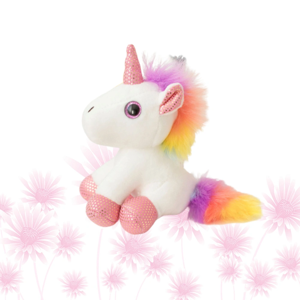 Plush Unicorn Toy Pony Doll Key Chain Adorable Keyring Hanging Pendant (White 12cm)