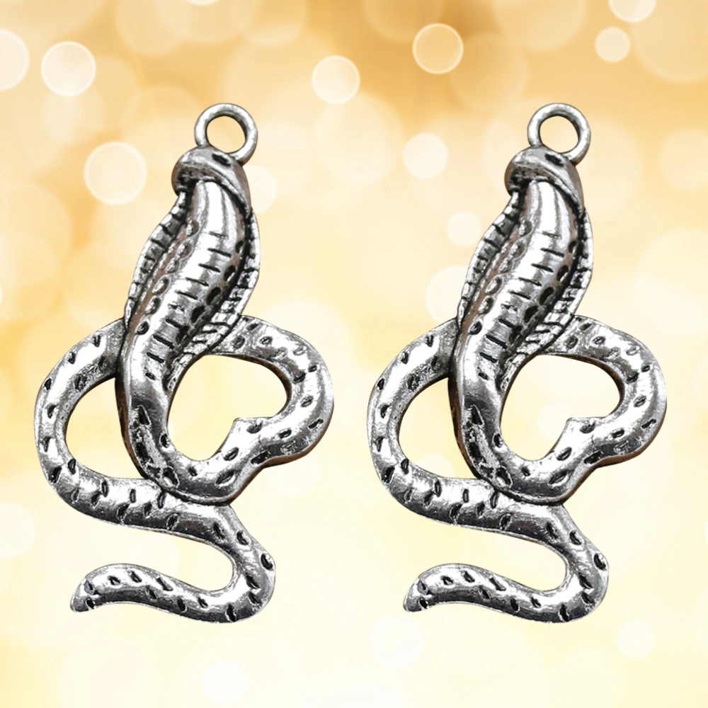 10pcs Delicate Alloy Snake Shape Pendants Charms DIY Jewelry Making Accessory for Necklace Bracelet (Antique Silver)