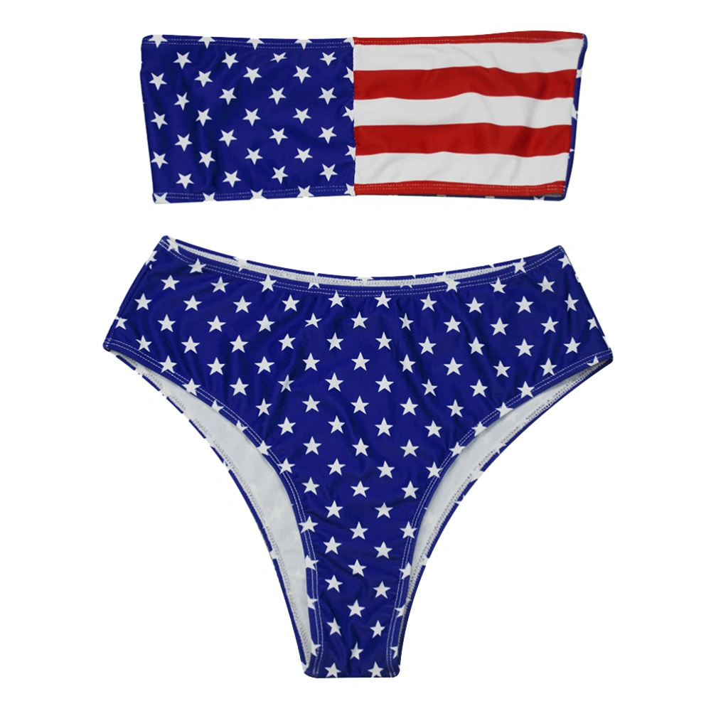 American Flag Printing Swimsuit Sexy Bikini Two-Pieces Swimwear Split Swimsuits Unique Bathing Suits for Women - Size L