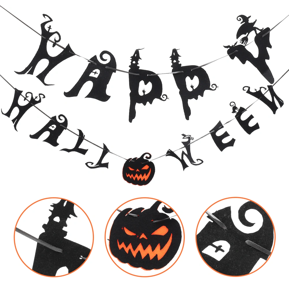 1 Set Happy Halloween Party Banner Bunting Garland Halloween Party Nonwoven Banner Decorations