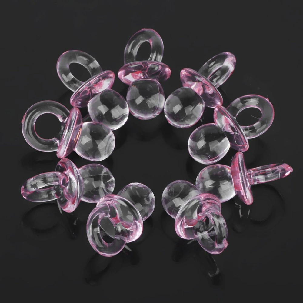 50pcs Clear Acrylic Baby Pacifier Shower Favors (Pink)