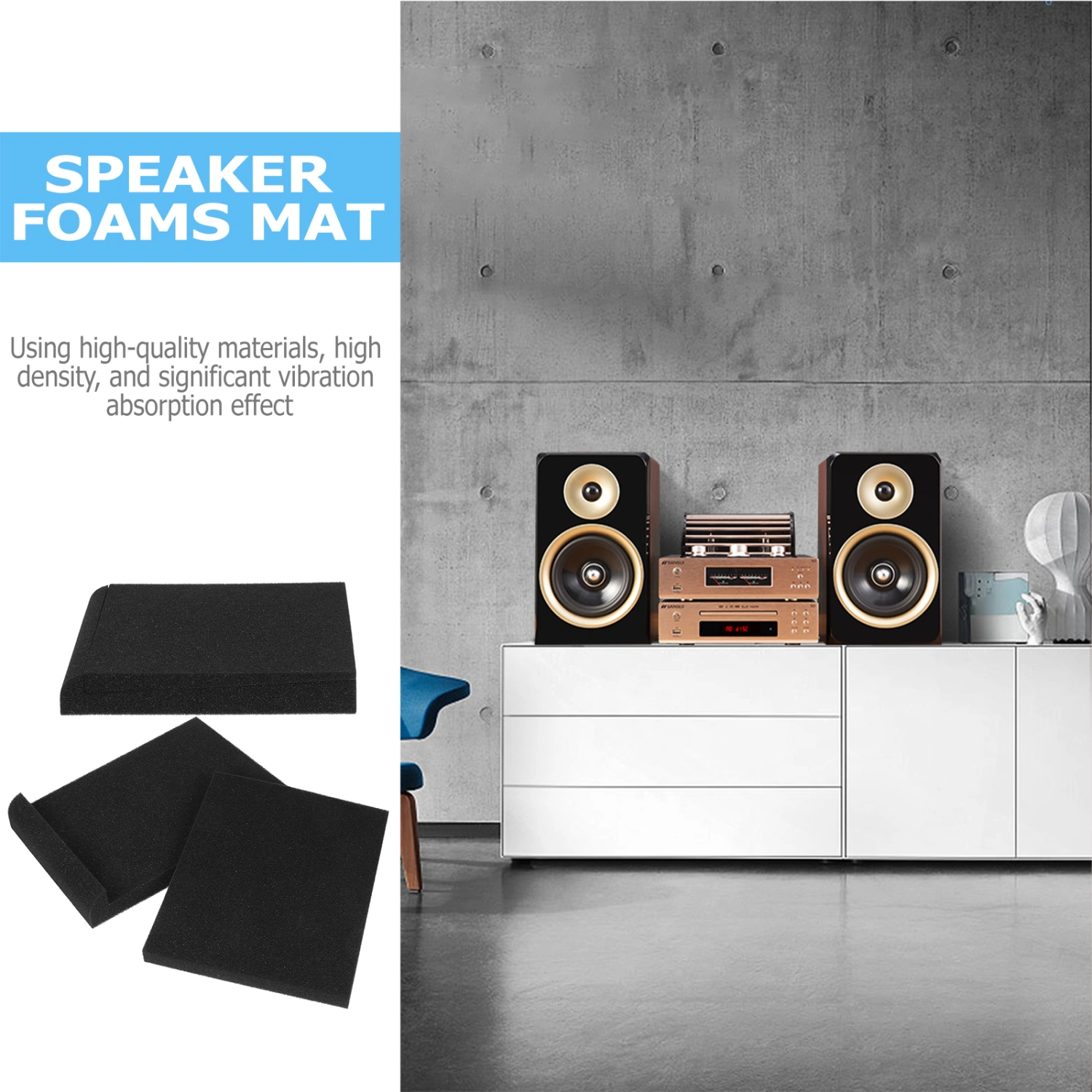 2pcs Small Speaker Isolation Pad High-density Sound Frame Foams Cushion