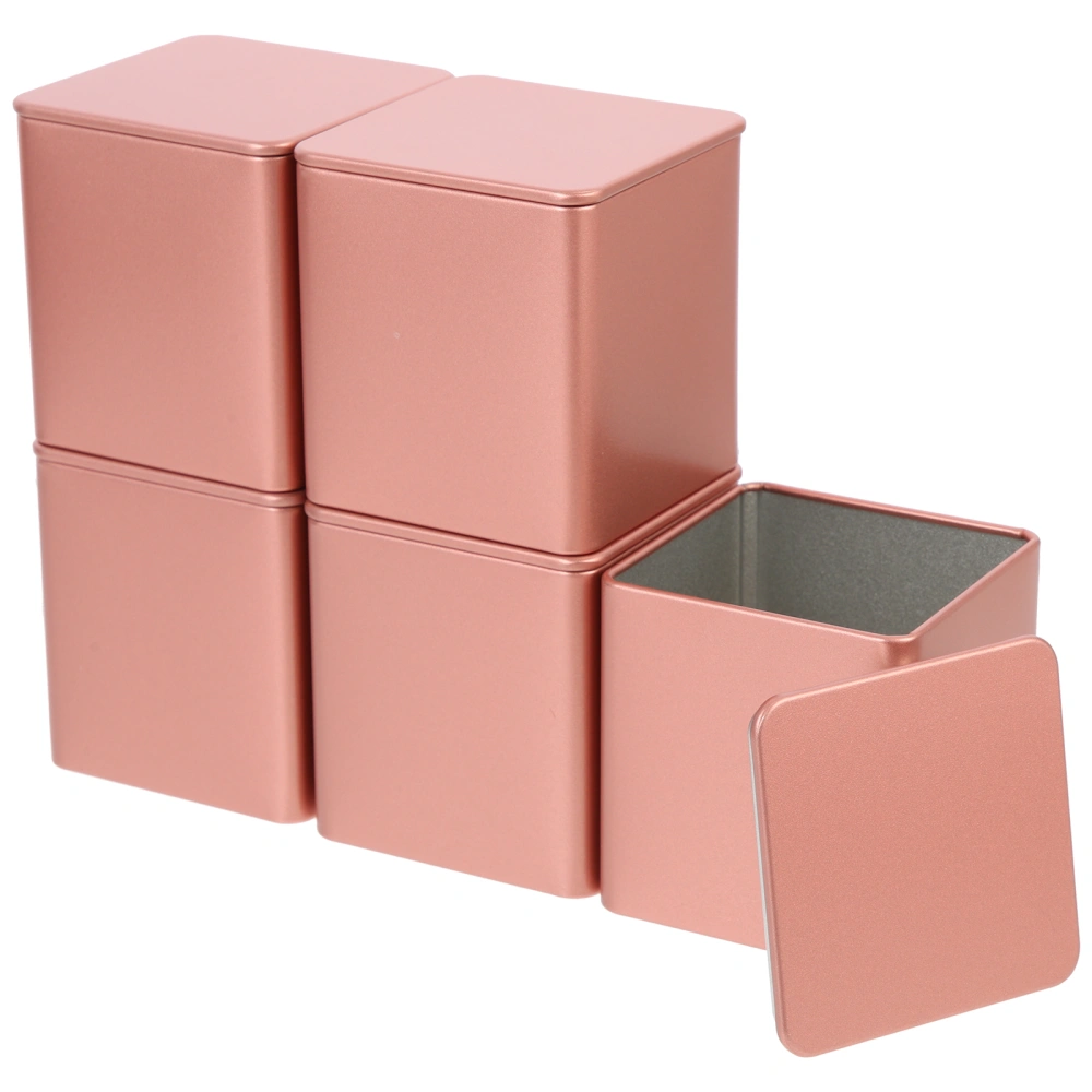 5pcs Tea Storage Holder Tinplate Tea Holder Tea Bag Container Square Candle Tin Container