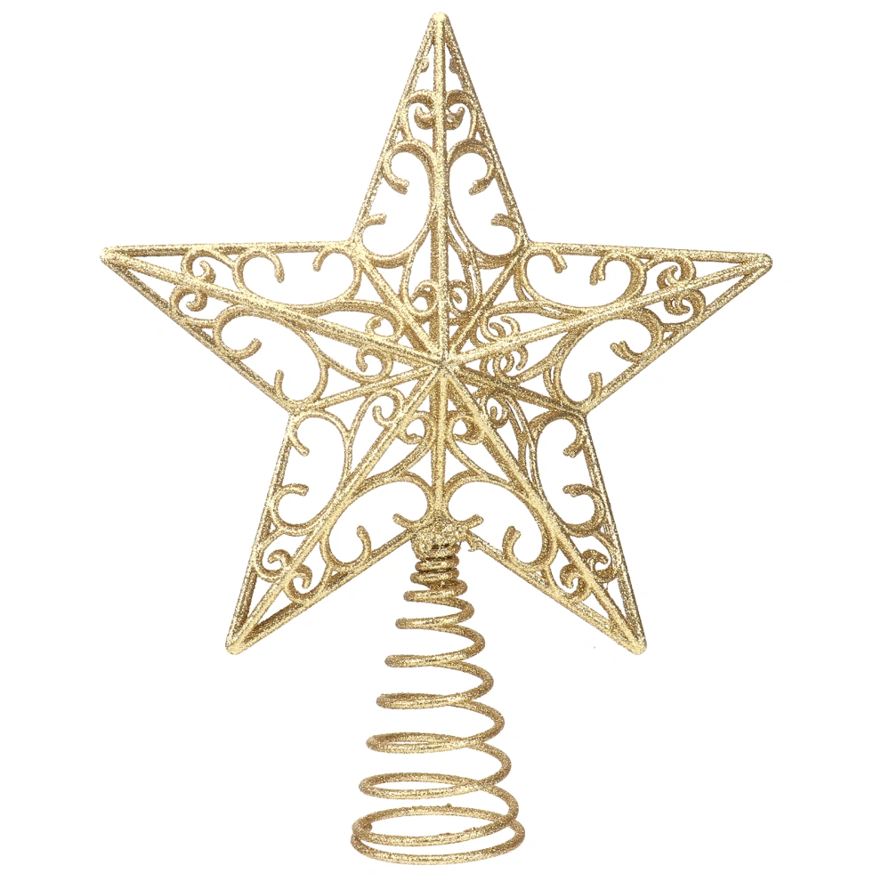 1pc Christmas Tree Decors Decorative Golden Star Tree Topper Glitter Stars Treetop