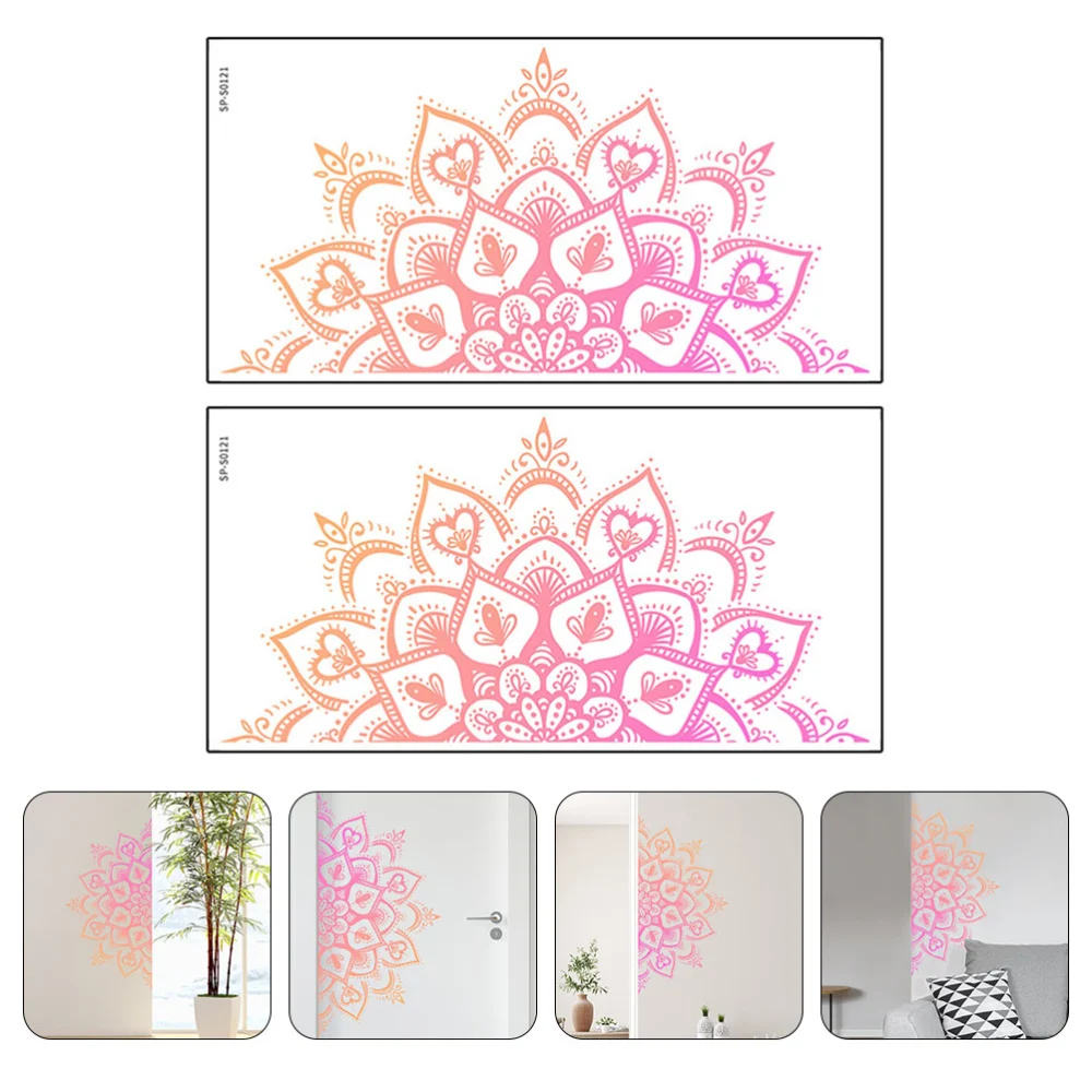 2 Sheets of Decorative Mandala Decors Household Wall Stickers Delicate Wall Decals