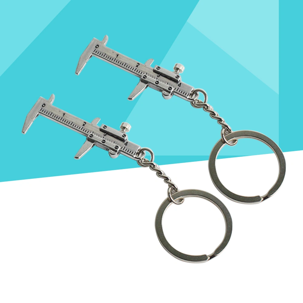 2pcs Vernier Caliper Keychain Zinc Alloy Caliper Model Key Ring Pendant for Men Lady