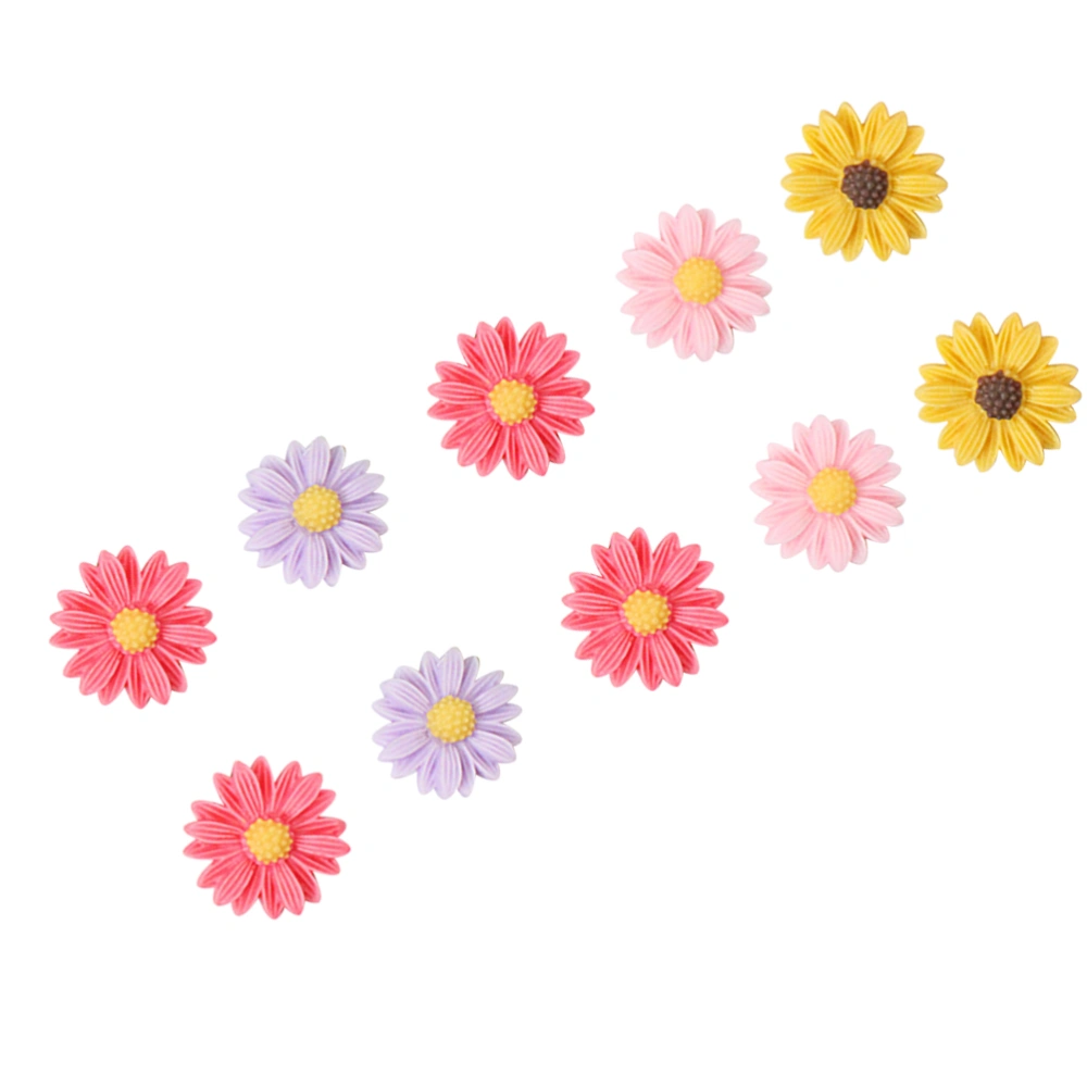 10 Pcs 2.2cm Fridge Stickers Cartoon Daisy Shaped Magnets Pottery Refrigerator Magnetic Sticker for Home Decor (Mixed Pattern)