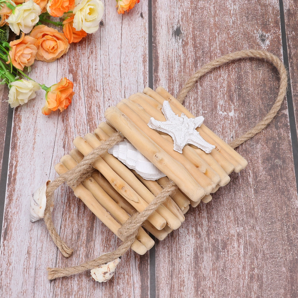 Wooden Hanging Drops Stars Conch Hanging Drops Retro Wooden Board Hanging Drops for Bar Home Dining Room (White)