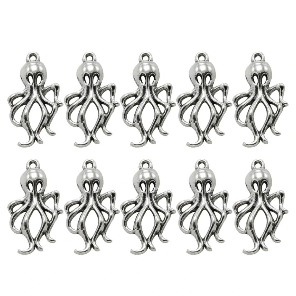 20pcs Zinc Alloy Small Octopus Pendants Charms DIY Jewelry Making Accessory for Necklace Bracelet (Antique Silver)