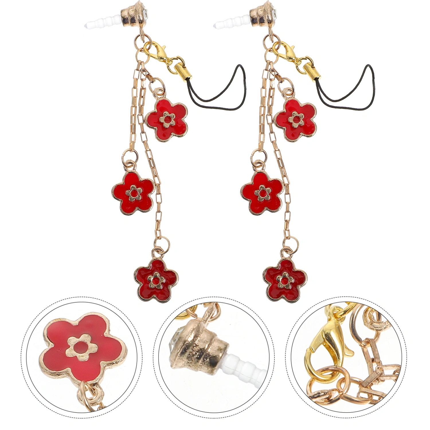 2Pcs Earphone Dust Plugs Flower Pendant Phone Dust Plugs for 3.5 mm Headphone