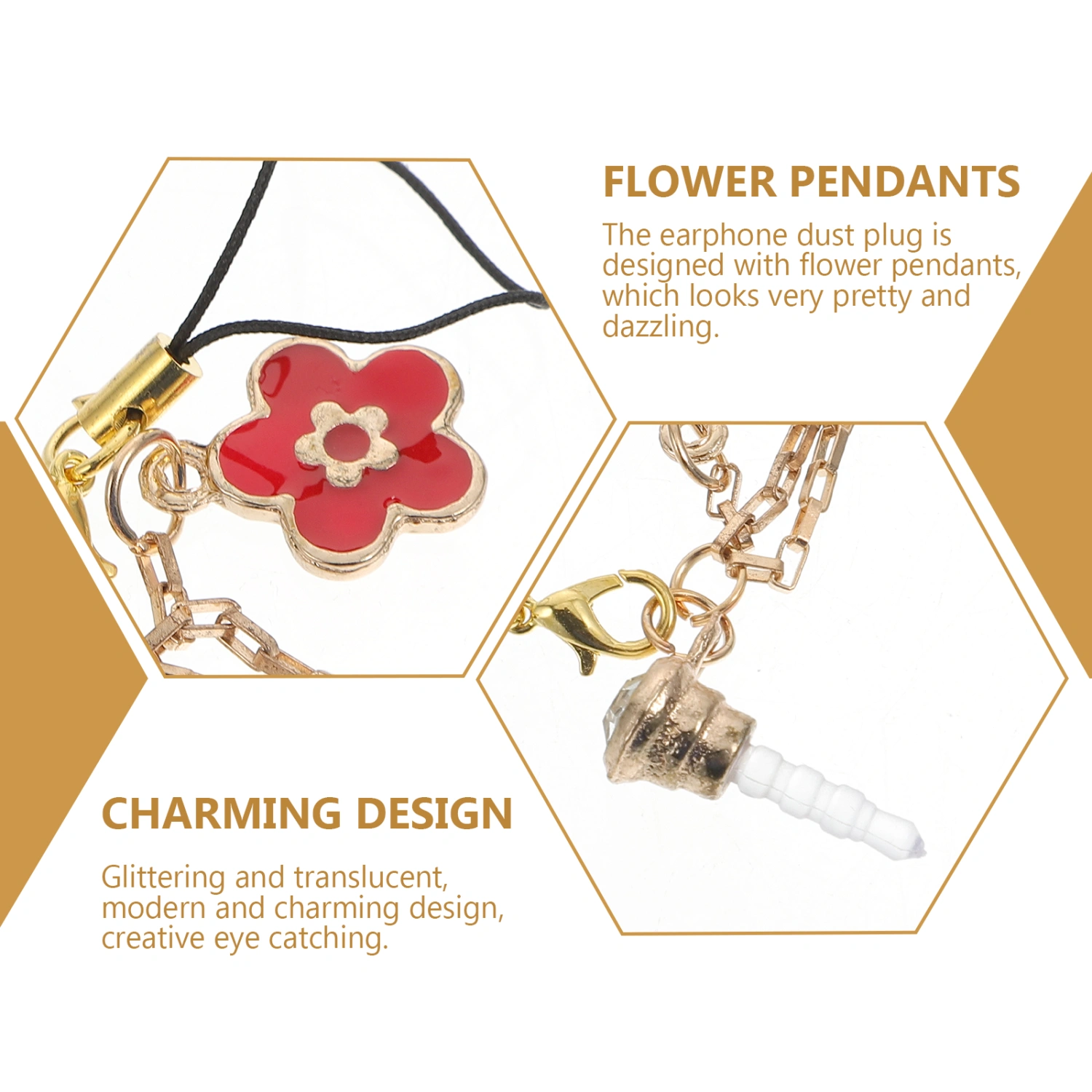 2Pcs Earphone Dust Plugs Flower Pendant Phone Dust Plugs for 3.5 mm Headphone