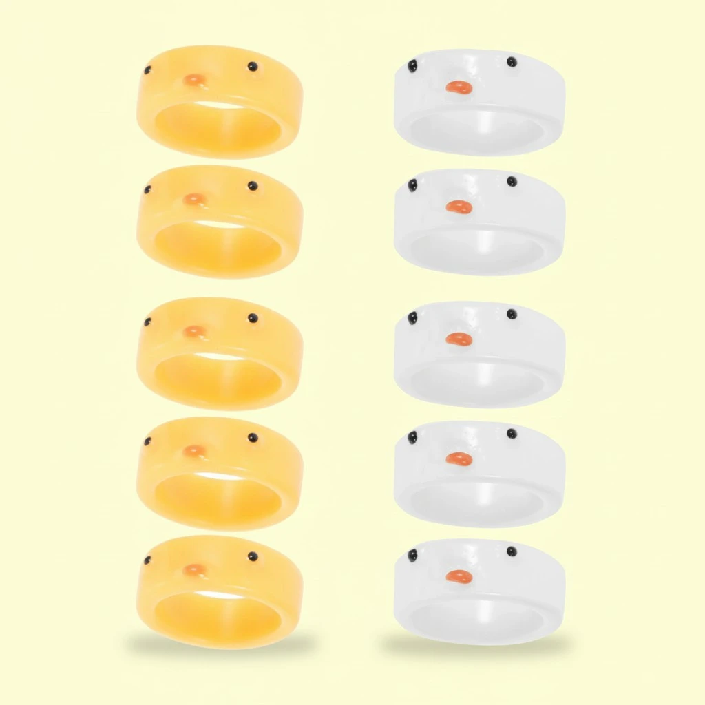 10Pcs Adorable Rings Lovely Chick Pattern Rings Simple Ring Women Finger Rings
