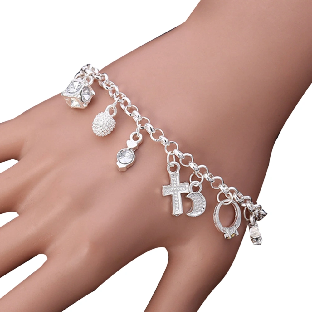 Cooper-plating Silver Bracelet Stylish 13pcs Ornament Pendants Chain Bracelet Brace Lace