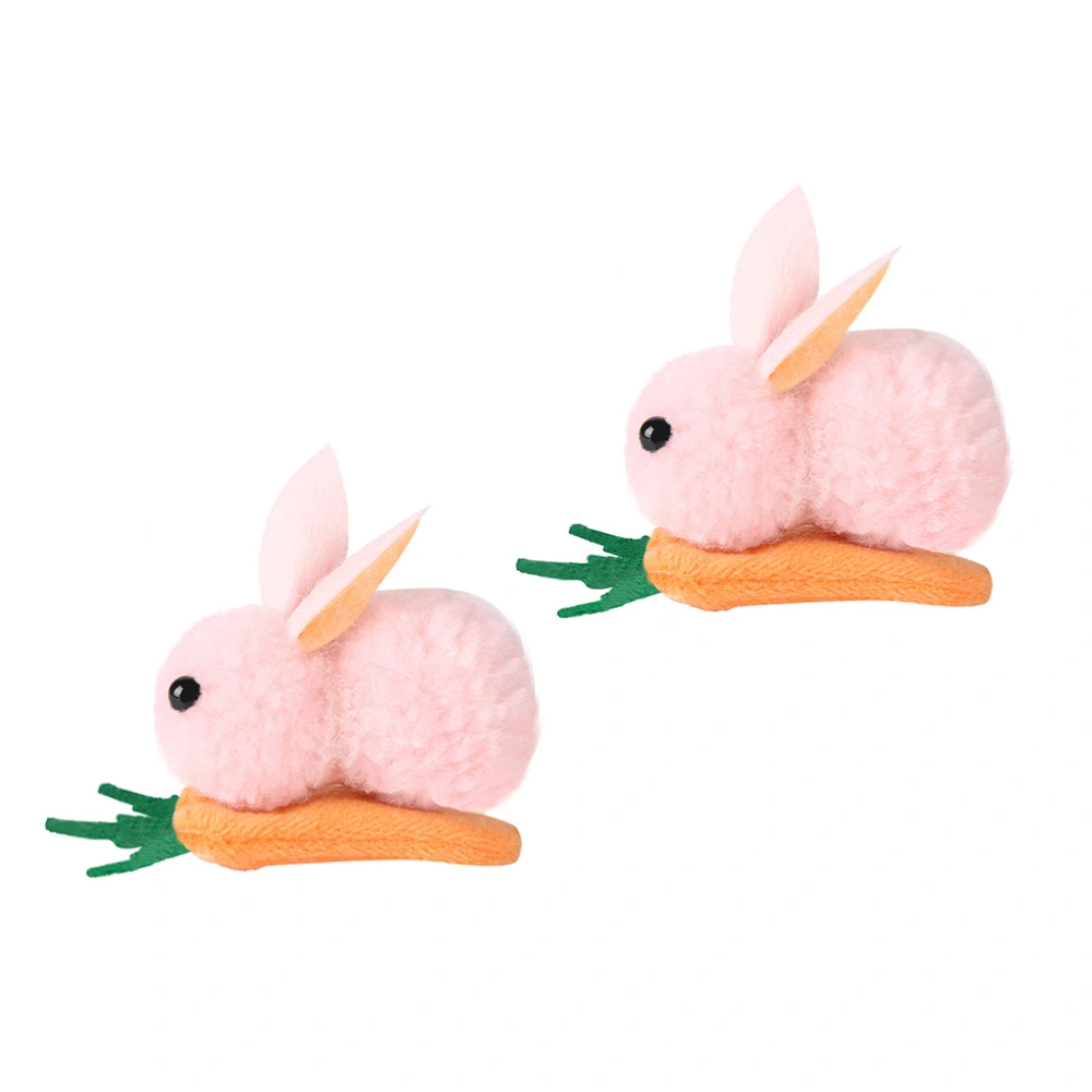 2pcs Plush Rabbit Hair Clip Creative Kids Hairpin Lovely Hair Decoration