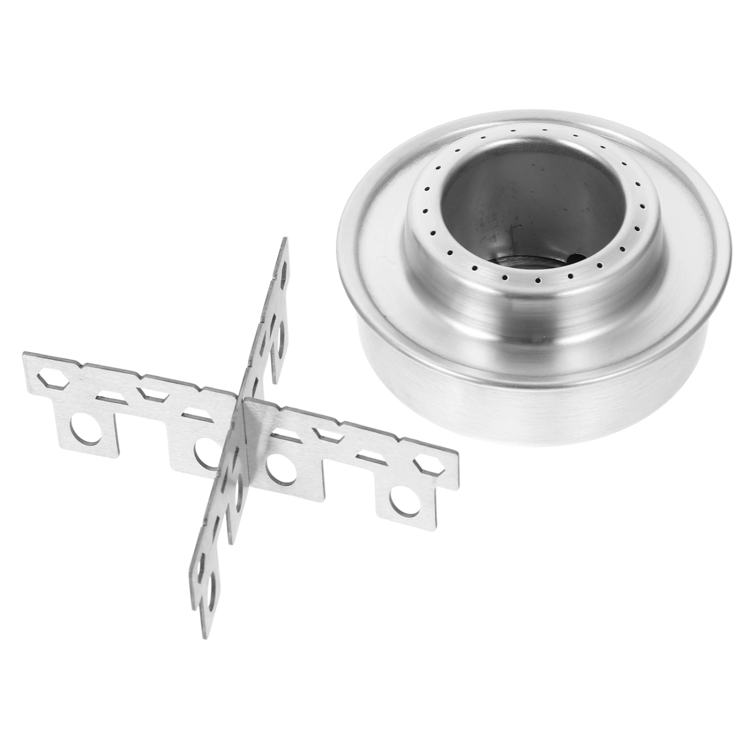 1 Set Aluminum Picnic Alcohol Stove Cross Stand Practical Camping Stove Rack Bracket Holder Support Accessory (Silver)