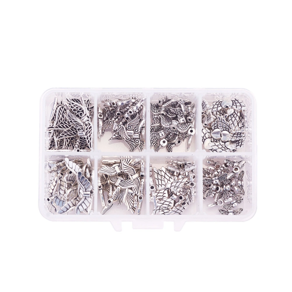 160PCS Wing Shape Beads Set DIY Materials Jewelry Making Bead Accessories for Bracelets (Silver)