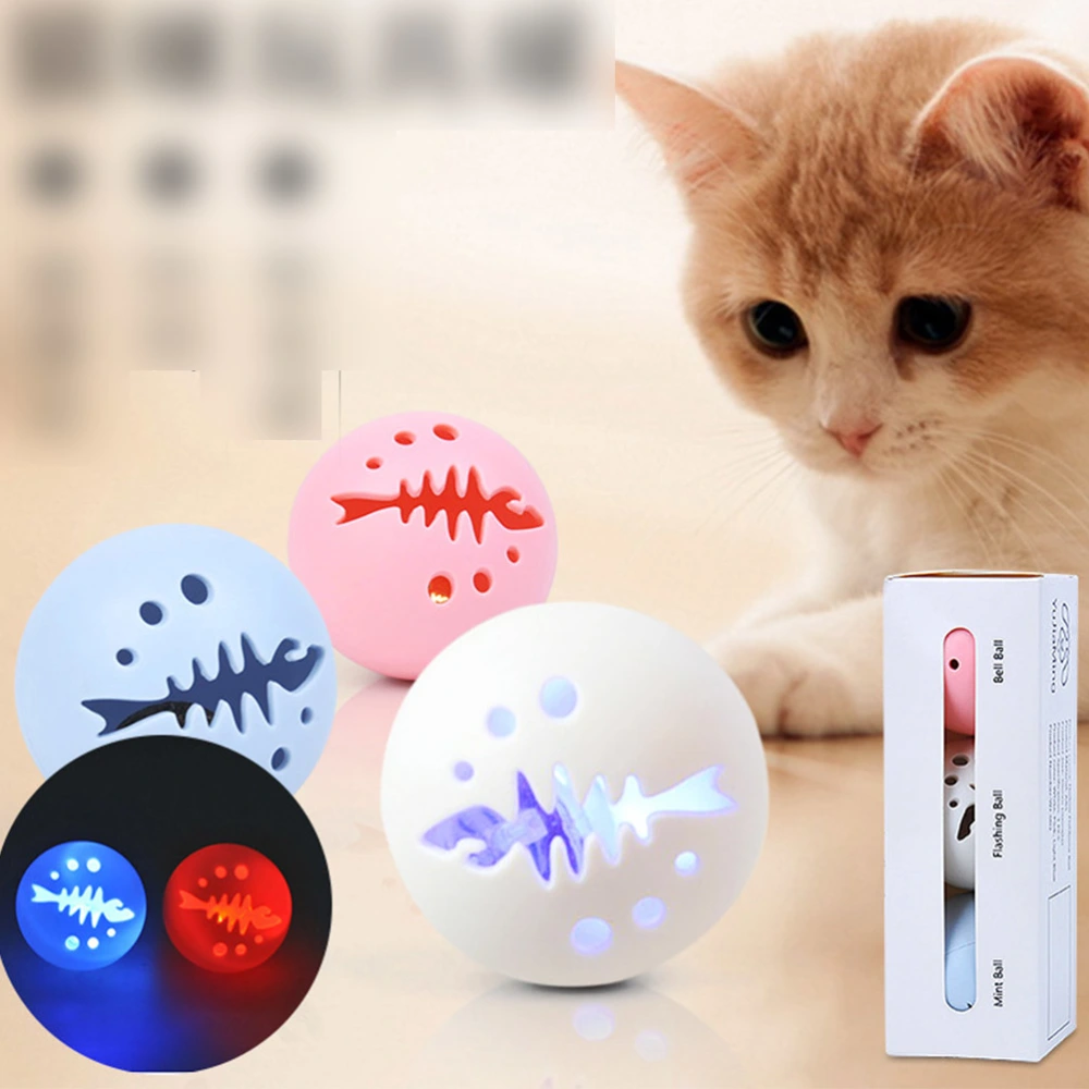 3pcs Cat Ball Toys Flashing Light Ball Funny Bell Ball Interactive Kitten Toys for Kitten Cat