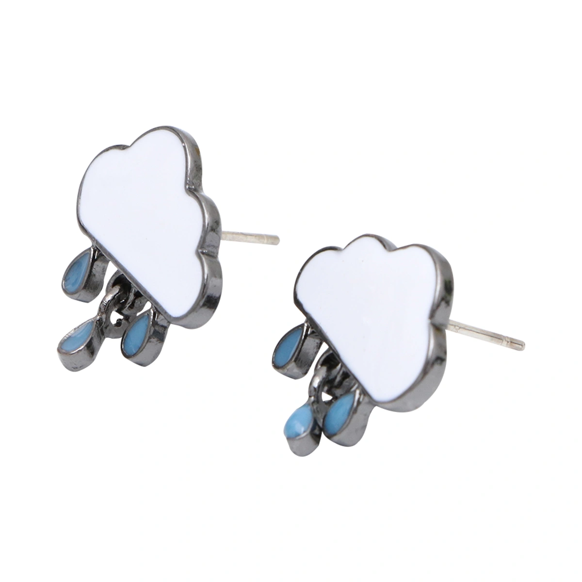 1 Pair Adorable Cloud Raindrops Shape Eardrop Fashion Earring Pendant All-match Ear Accessories for Ladies Girls (White Ear Studs Style)