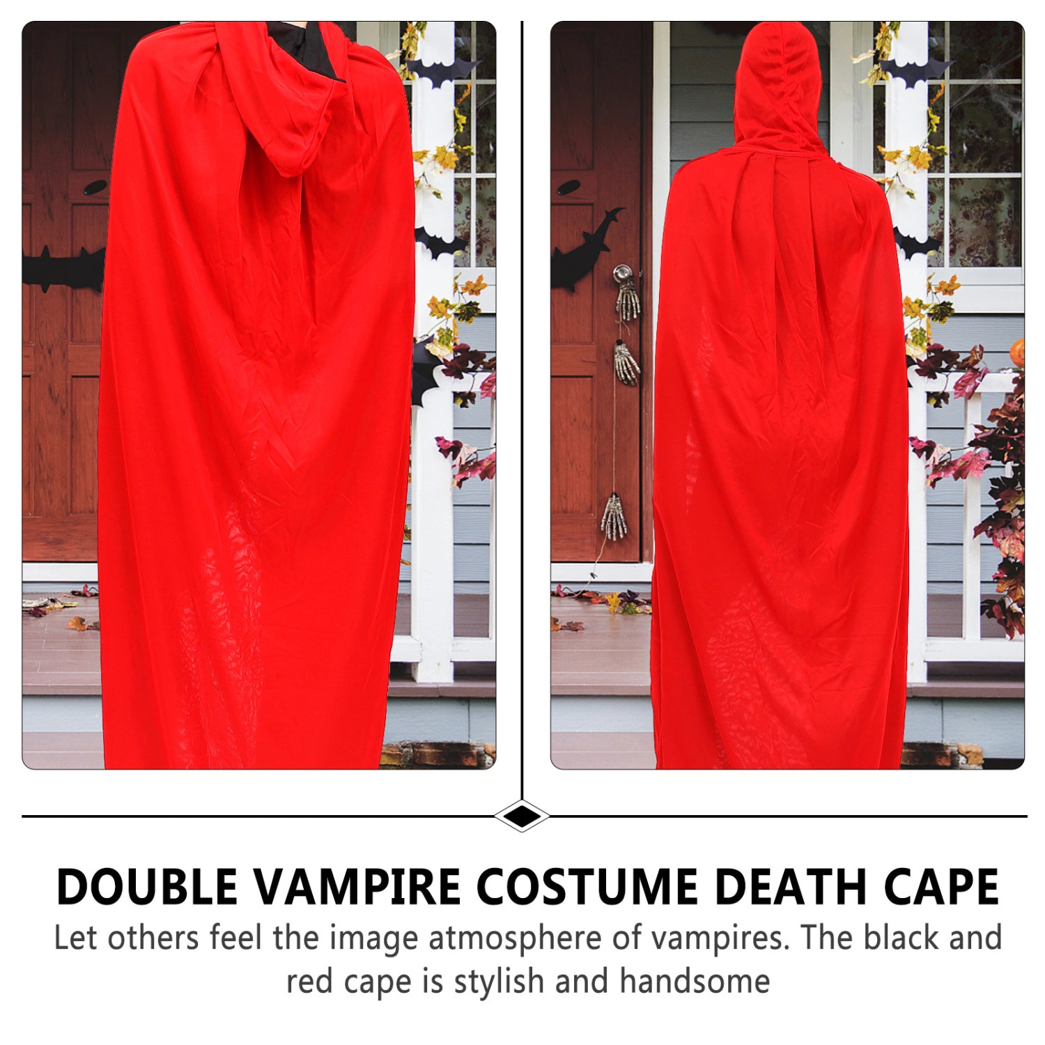 Halloween Cape Black and Red Double Side Costume Cape Performance Costume