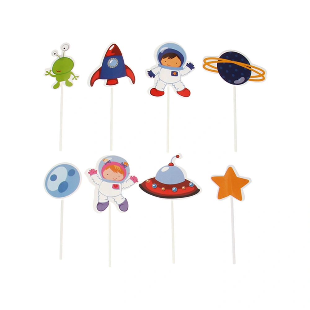 48pcs Per Set Small Size Space Astronaut Cupcake Toppers Cake Decorations Space Theme Party Kids Cake Topper Birthday Party Baby Shower Use