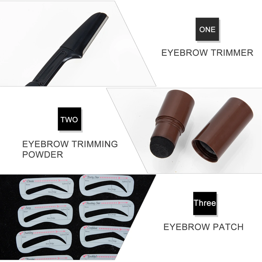 1 Set Eyebrow Stamp Stencil Eyebrow Trimmer Brow Shaping Kit Hairline Powder