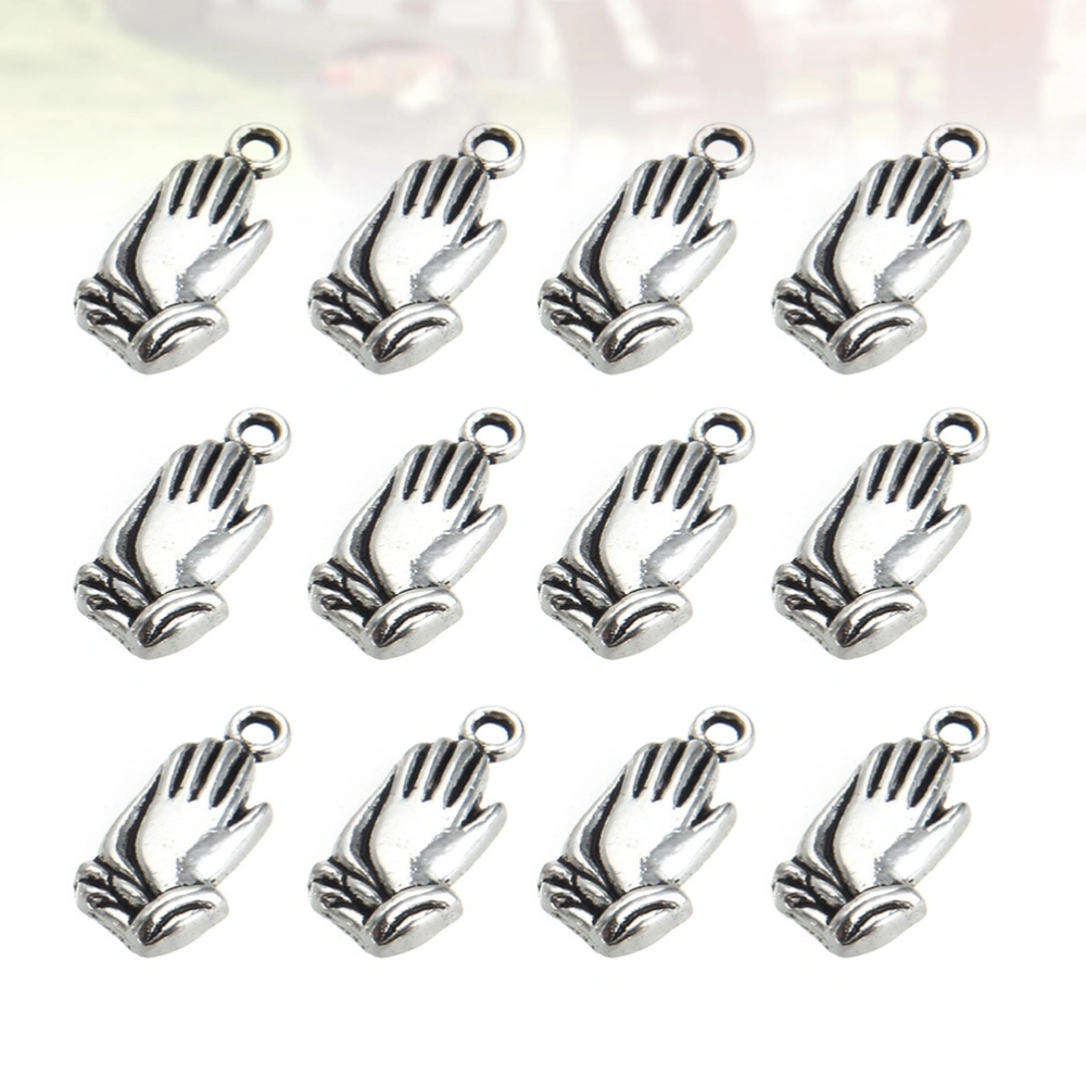 5 Packs of 50PCS Delicate DIY Zen Gesture Pendant Creative DIY Pray Pendant Alloy Jewelry Pendant Charms Handmade Metal Jewelry Accessory for Bracelet Necklace Jewelry Making (Silver)