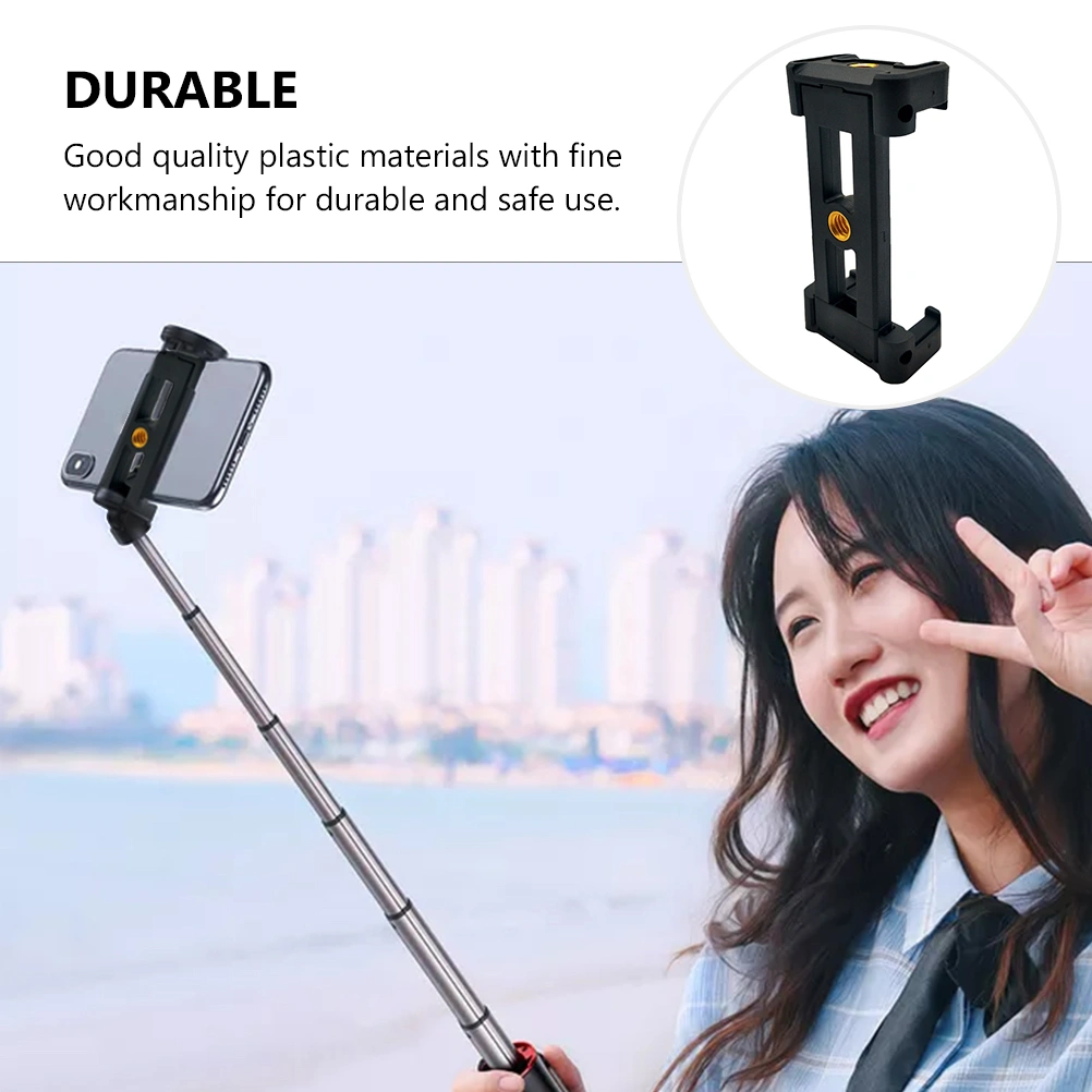 Foldable Selfie E Shape Phone Storage Holder Universal Cell Phone Tripod (Black)