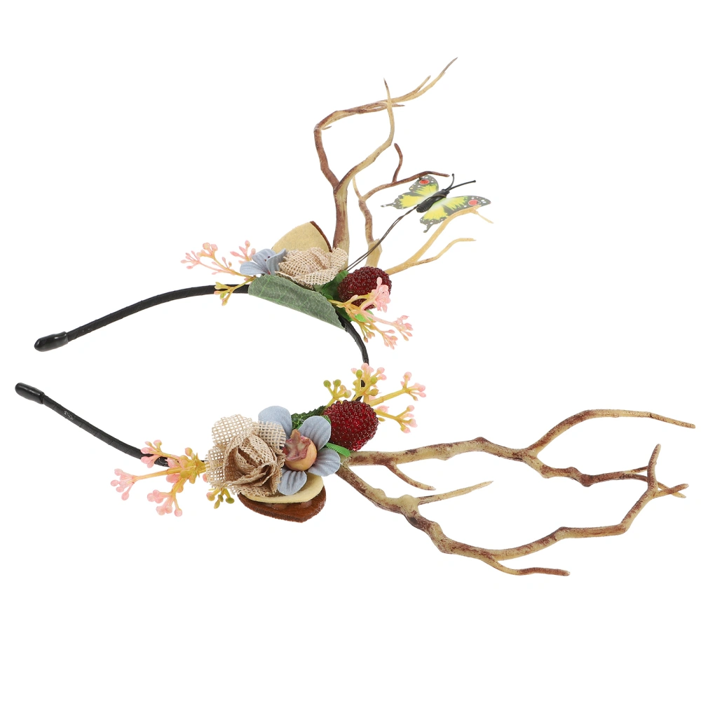 1PC Lovely Xmas Antler Headband Simulated Berry Branch Headband Funny Xmas Headwear