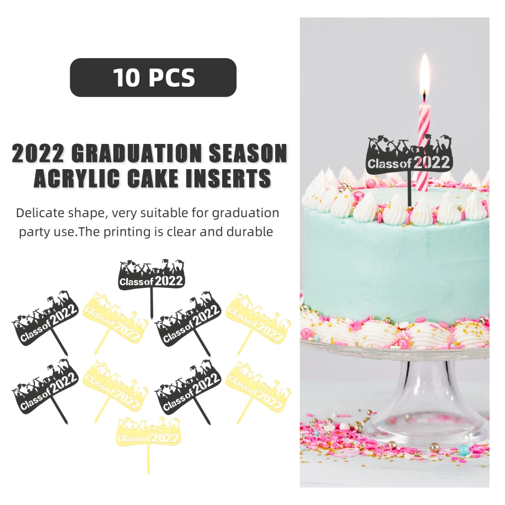 10pcs Class of 2022 Acrylic Dessert Toppers Cake Decorative Toppers Cake Picks