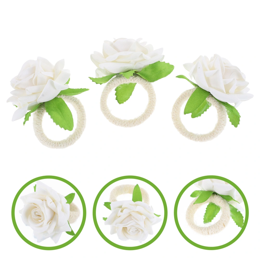 3 Pcs Napkin Buckles Exquisite Rose Design Napkin Rings Decorative Napkin Clasps