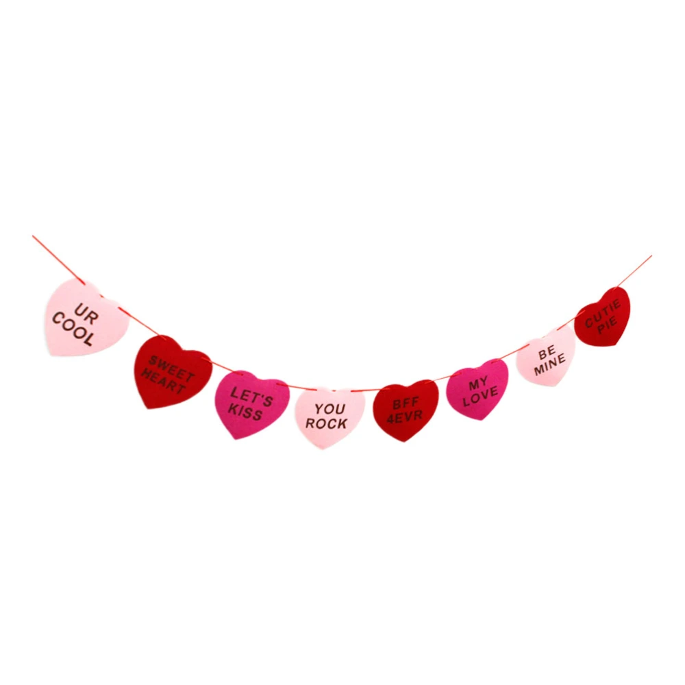 1pc Valentine's Day Party Hanging Banner Romantic Heart-shaped Hanging Bunting