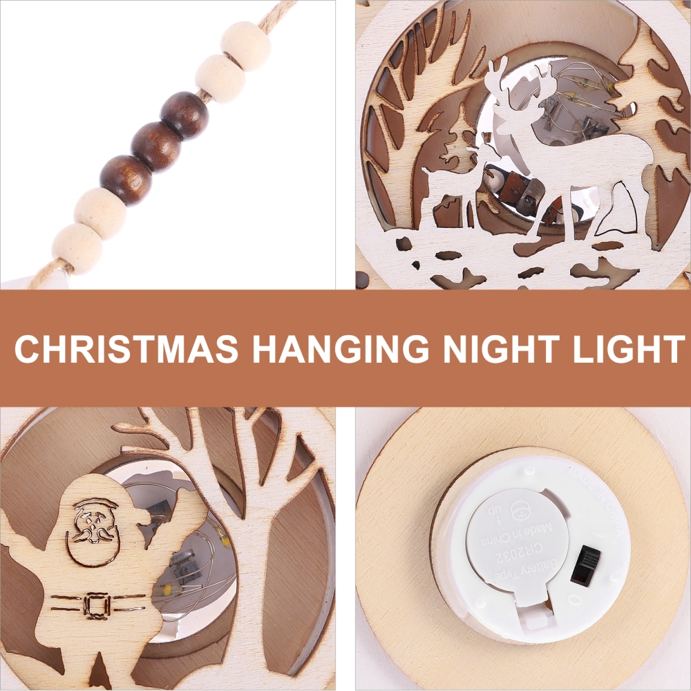  2pcs Christmas Tree Creative Ornament Wooden Hangings Pendant Night Light Decor