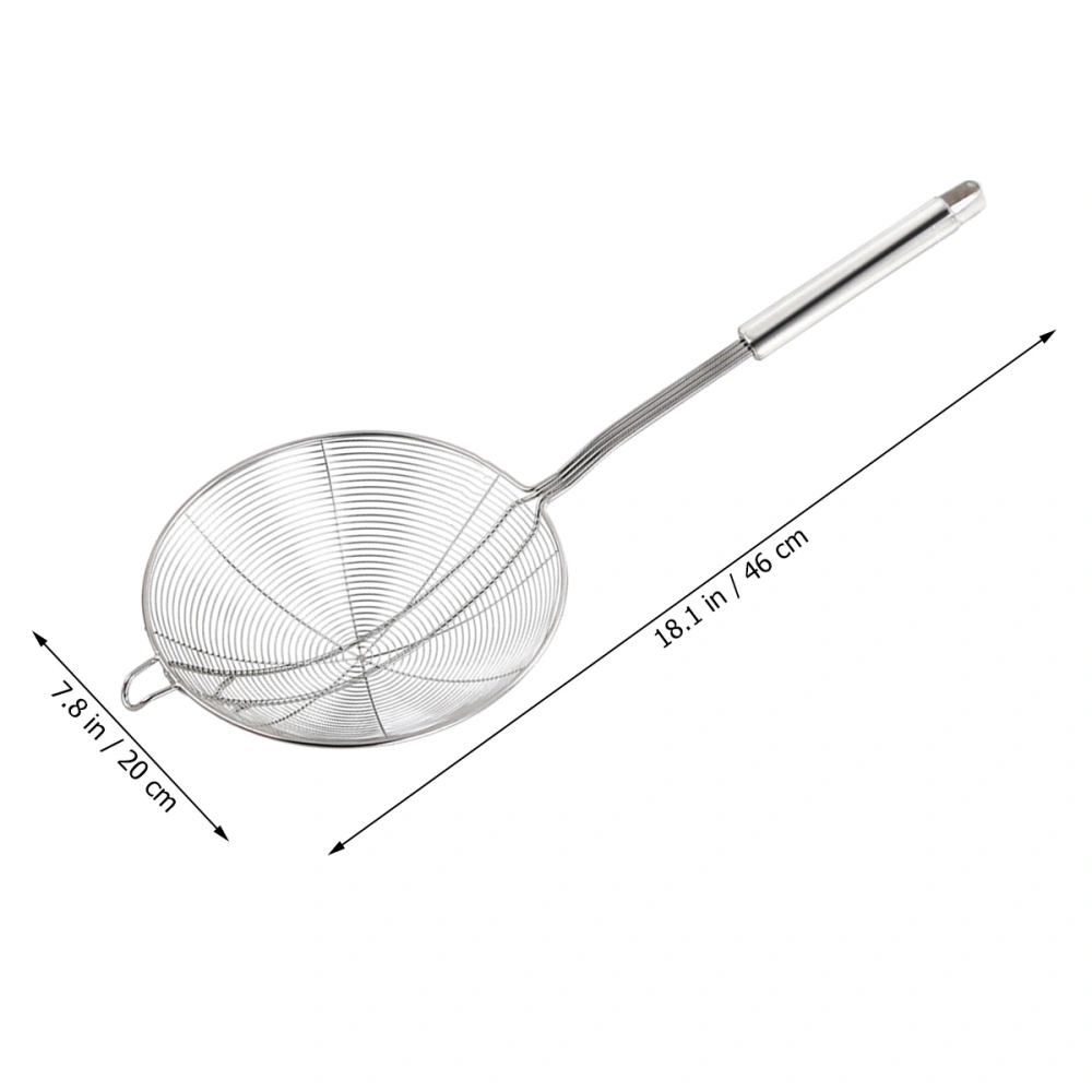 Stainless Steel Colander Spoon Wire Mesh Skimmer Ladle Strainer Ladle with Handle for Hot Pot Kitchen Frying Food Pasta Spaghetti Noodle (Silver, Diameter 20cm)